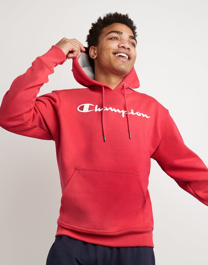 Champion Powerblend Fleece Script Logo Hoodie Heren - Rood - Belgie 6591XPJQE